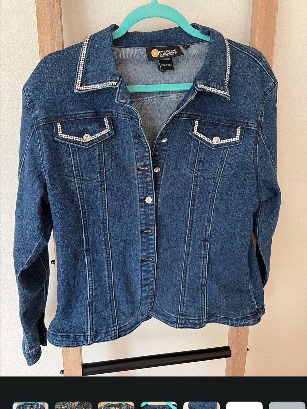 Christine Alexander Rhinestone Denim Jacket – Size Large